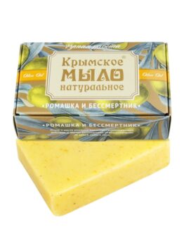 Крымское мыло натуральное на оливковом масле «Ромашка и бессмертник»